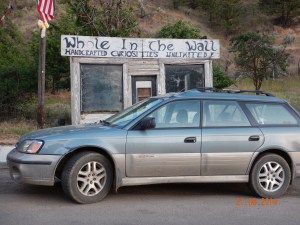 That was a store of some sort, the car is in the way.